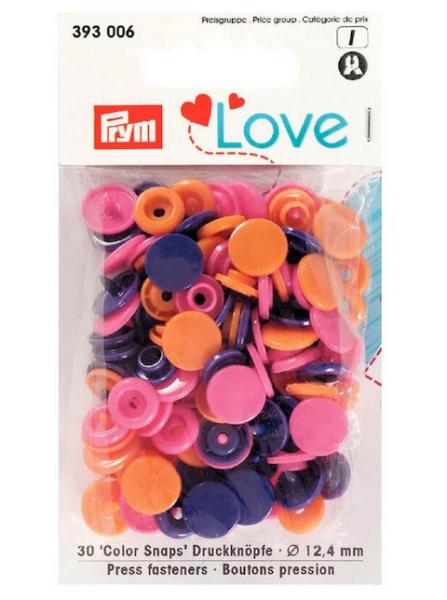 Prym Love Druckknöpfe "Color Snaps" Orange Pink Violett - Ø 12,4 mm - 30 Stück